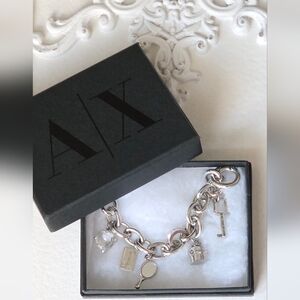 Armani Exchange Silver Charm Bracelet Modern Design